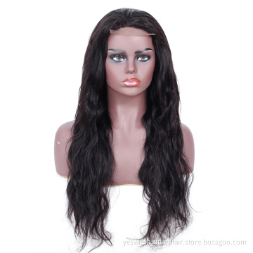 natural color malaysian body wave human hair lace front wig for black women wavy hair 4x4 swiss lace closure wig 150% density